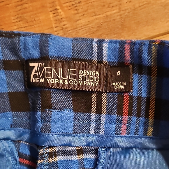 New York And Company Blue Plaid Pants - Picture 2 of 4